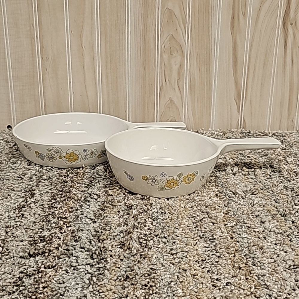 Corning Ware *Floral Bouquet Skillets *Set of 2 *P-83-B * 6½" *P-81-B * 1P *VTG
